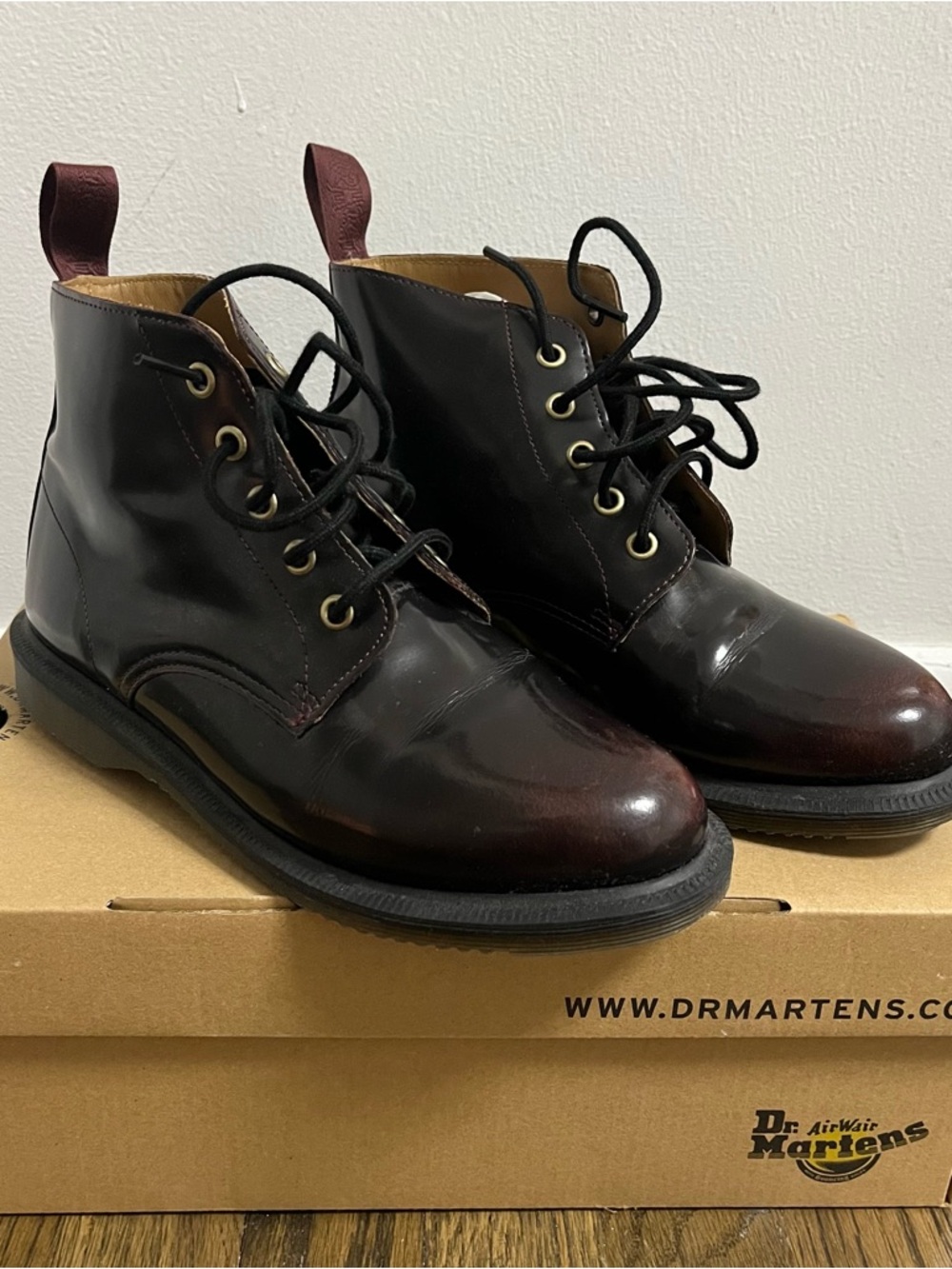 Dr. Martens Emmeline cherry red Leather Lace-Up Boots